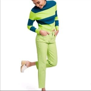 Victor Glemaud x Target Pinstripe Neon Green High-Rise Straight Leg Jeans